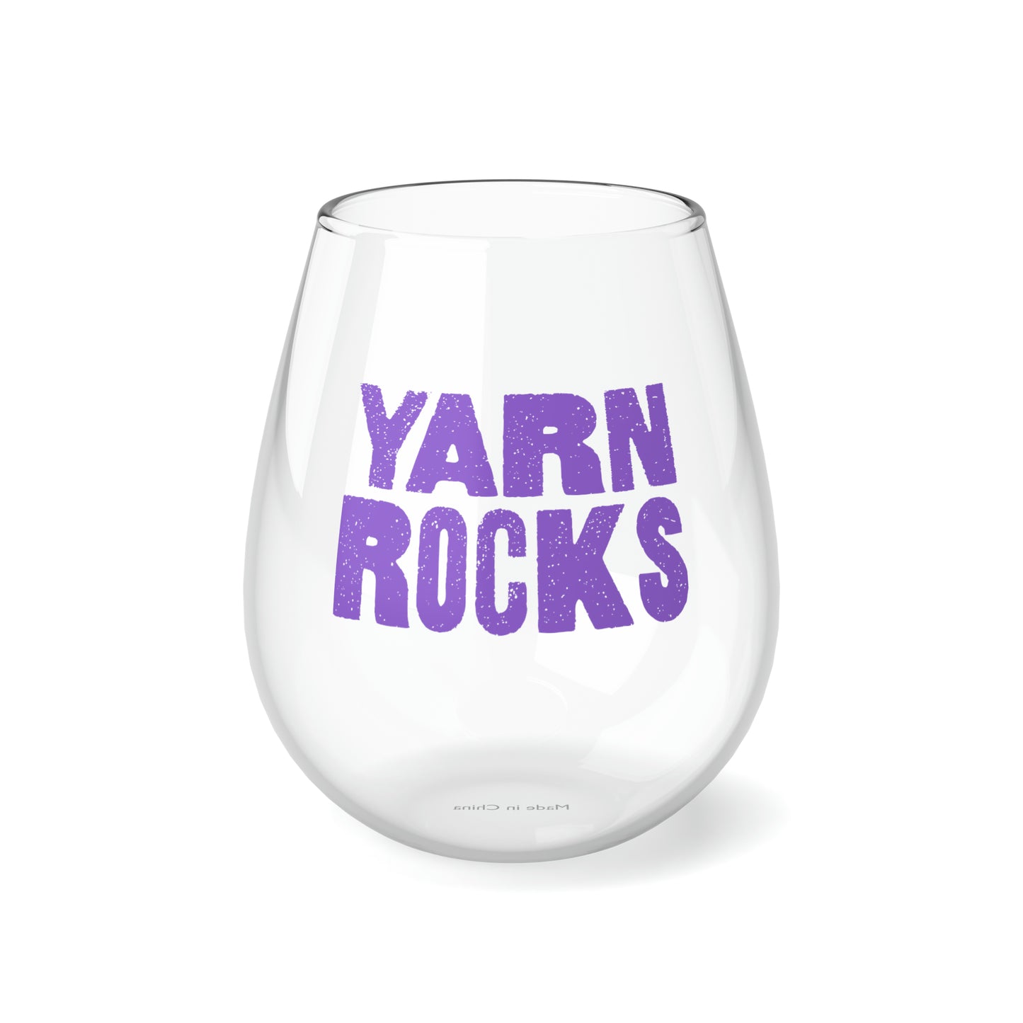 YARN ROCKS Stemless Wine Glass - 15+ Colors Or Customize It!