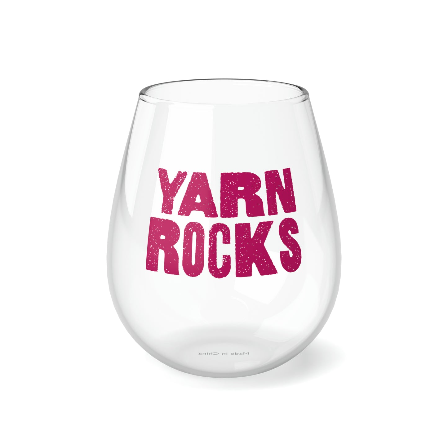 YARN ROCKS Stemless Wine Glass - 15+ Colors Or Customize It!