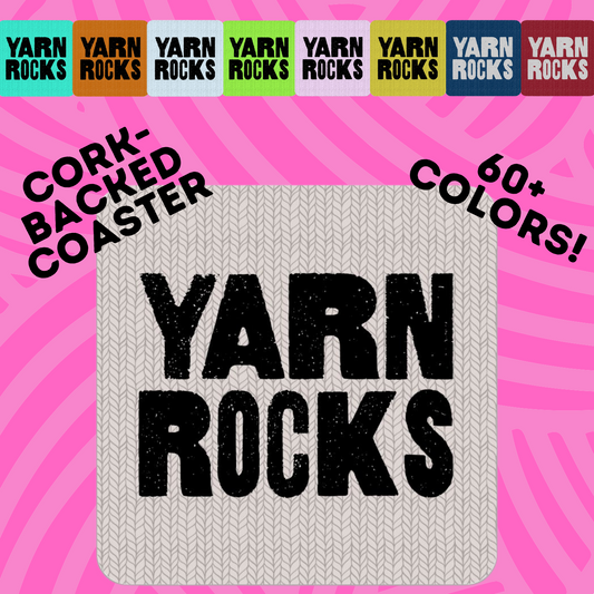 Yarn Rocks Square Cork-Backed Coaster