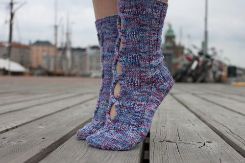 Open Cable Socks - A Pattern from Lucky Fox Knits