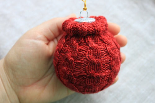 Cabled Christmas Ornament - A Pattern from Lucky Fox Knits