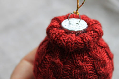 Cabled Christmas Ornament - A Pattern from Lucky Fox Knits
